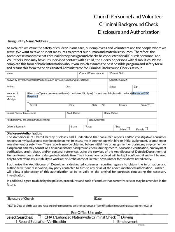 Free Background Check Authorization Forms & Templates