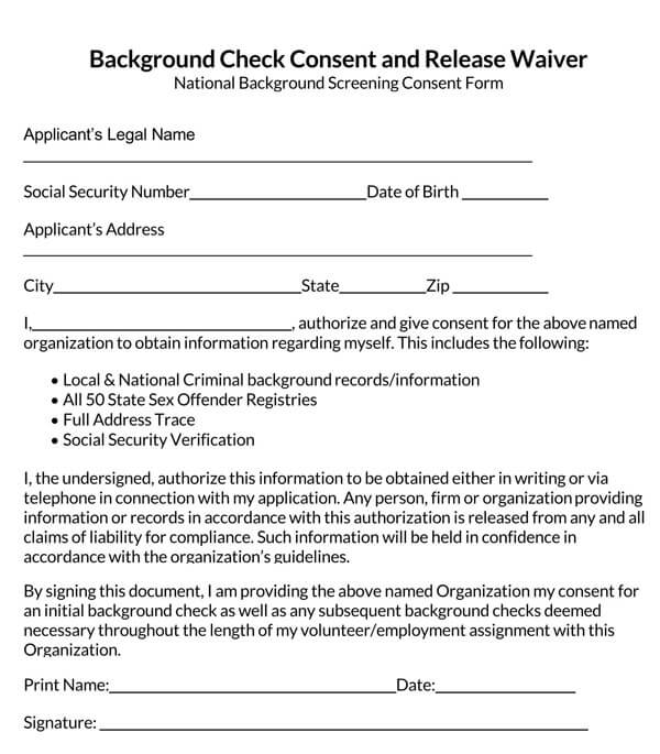 Free Background Check Authorization Forms And Templates