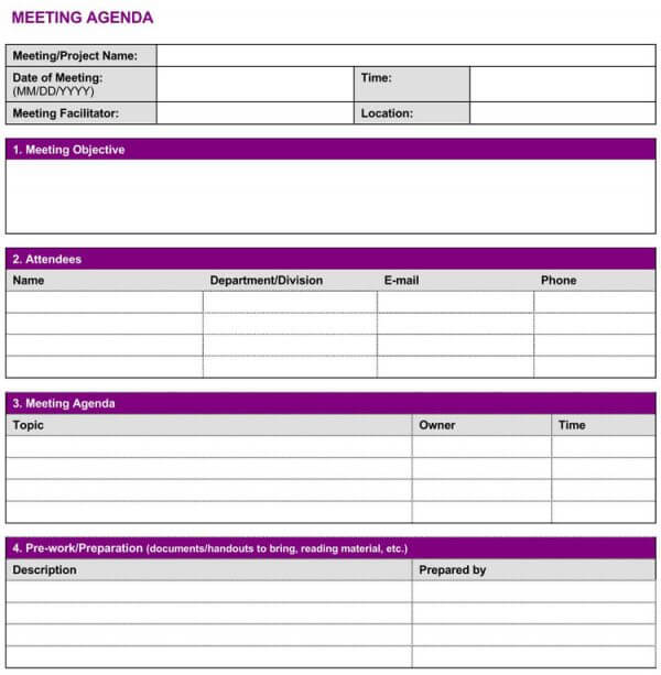 Meeting Agenda Minutes Template 6