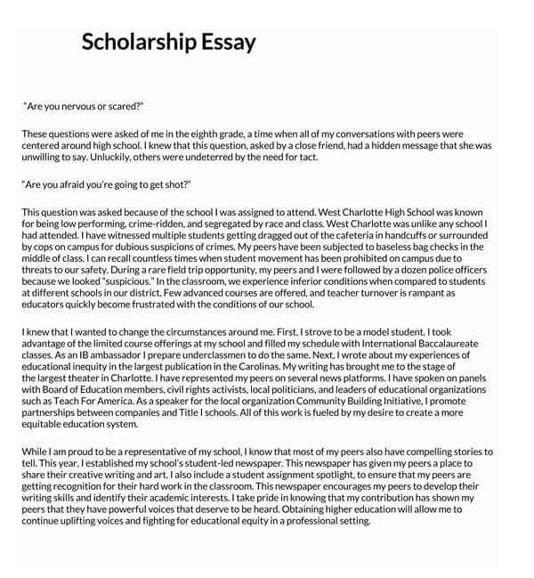 sample essays for scholarship applications