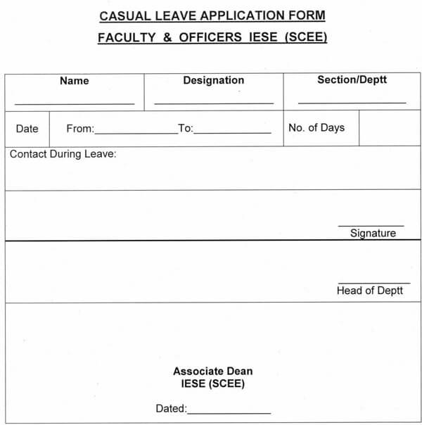 School-Casual-Leave-Application