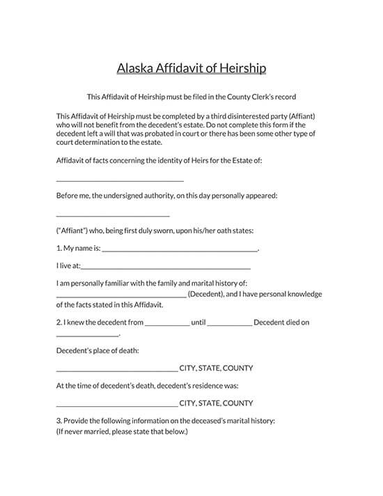 affidavit of heirship sample