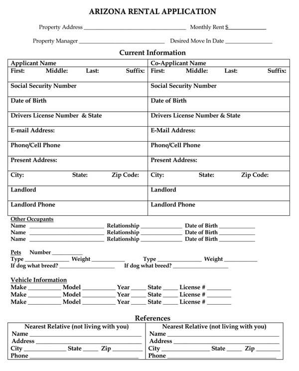 Arizona-Rental-Application-For-Occupancy-Form