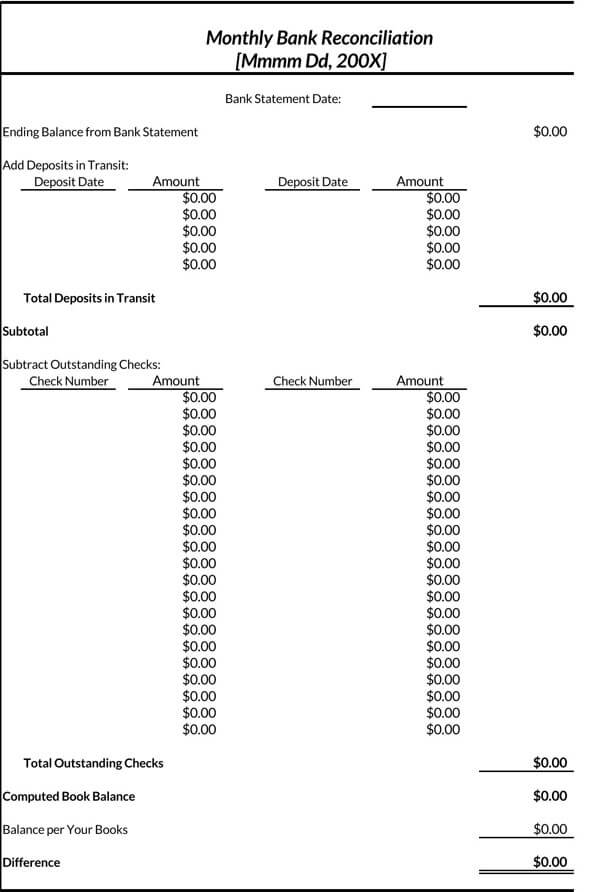Free Bank Reconciliation Forms (Excel Word) Guide & Overview
