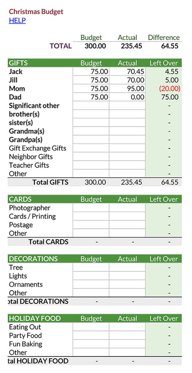 Christmas Budget Template Excel 02