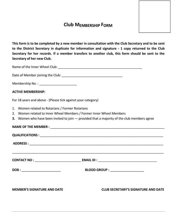 Sample club membership