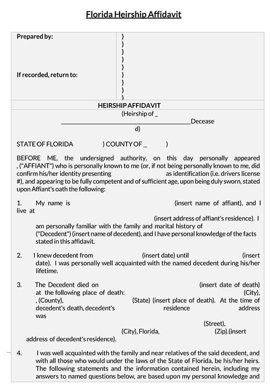 affidavit of heirship for a house 01