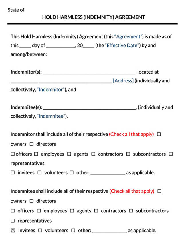Hold Harmless Agreement Template 03