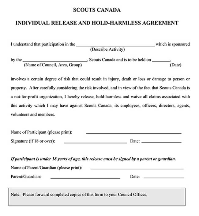 Release Of Liability Hold Harmless Agreement Templates Word Pdf