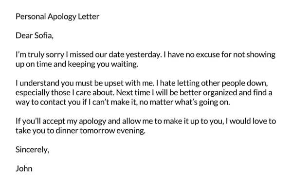 Misunderstanding letter for professional apology Sample Apology