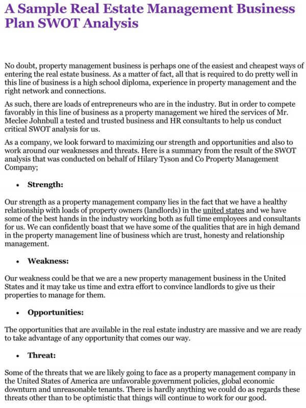 SWOT Analysis of Real Estate Business Template 03