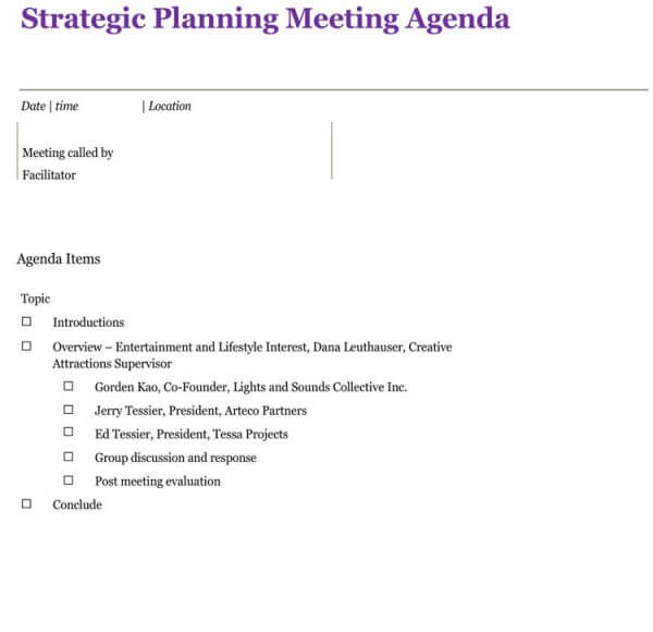 Strategic Planning Meeting Agenda Template 01