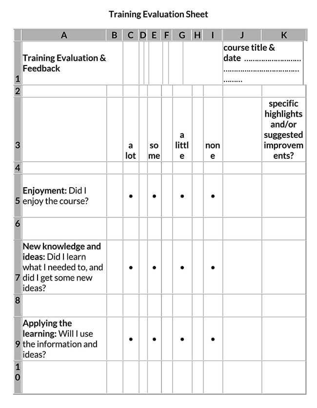 Training Evaluation Sheet
