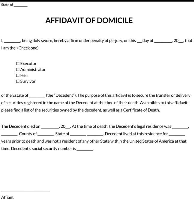 Affidavit of Domicile Template 02