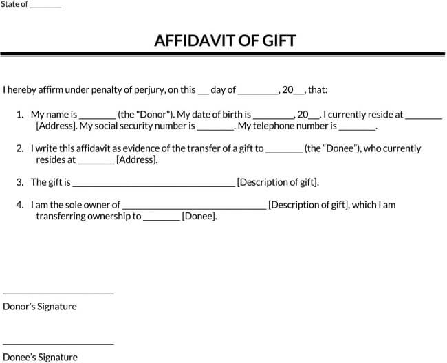 Affidavit of Gift Templates 02