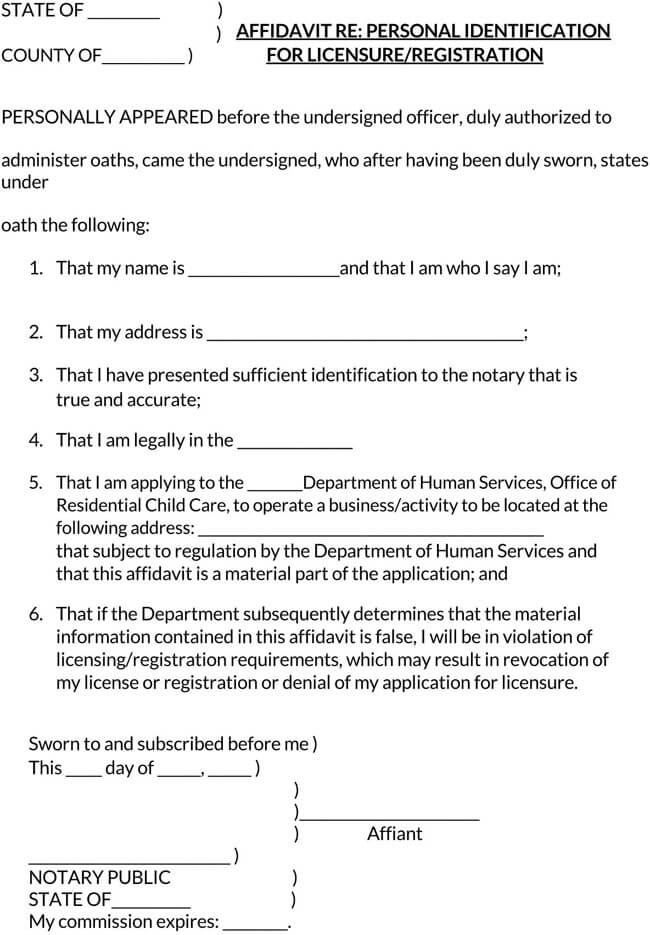 Affidavit of Identity Template 09