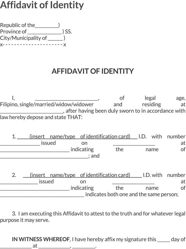 Affidavit of Identity Template 19