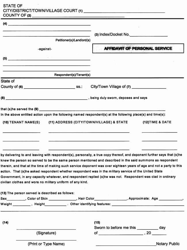 Affidavit of Service Form Template 02