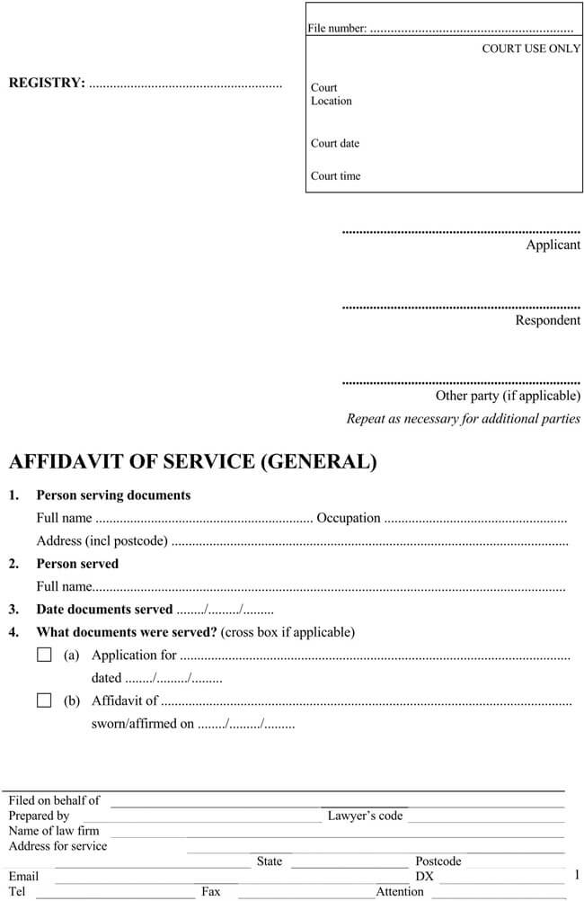 Affidavit of Service Form Template 05