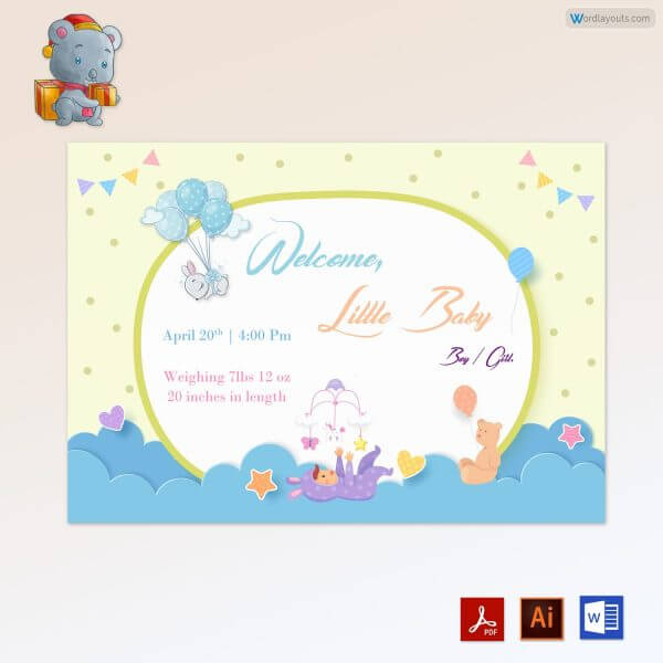 Printable Birth Announcement Template Free