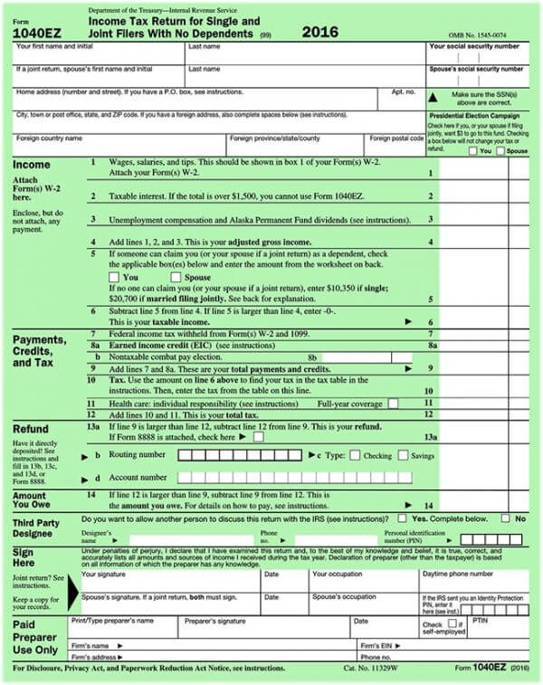 IRS 1040 Form 20
