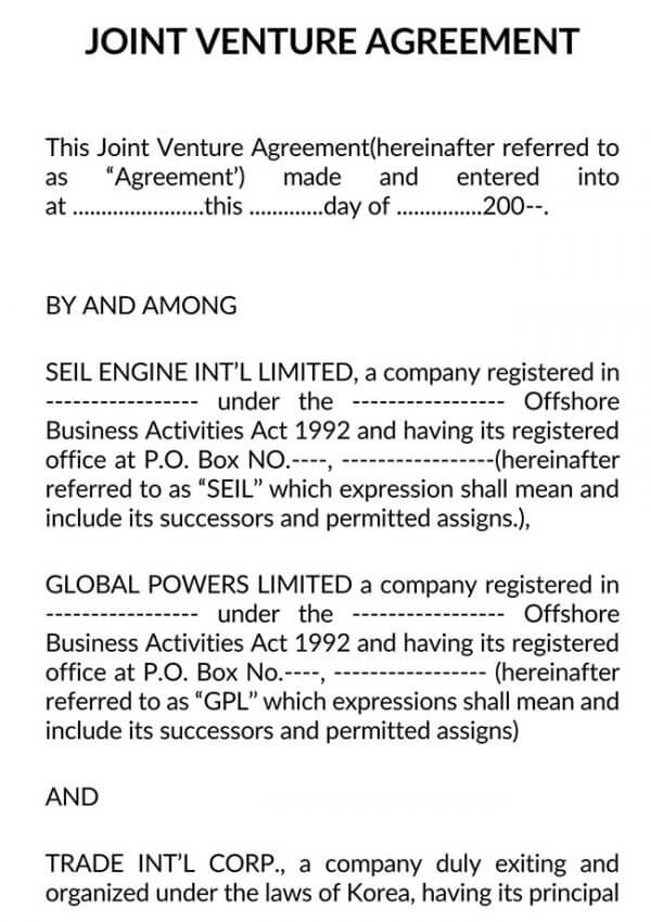 Joint Venture Agreement 01