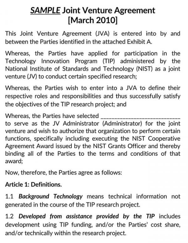 Joint Venture Agreement 12