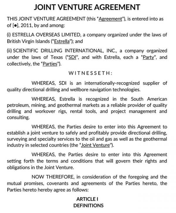 Joint Venture Agreement 14