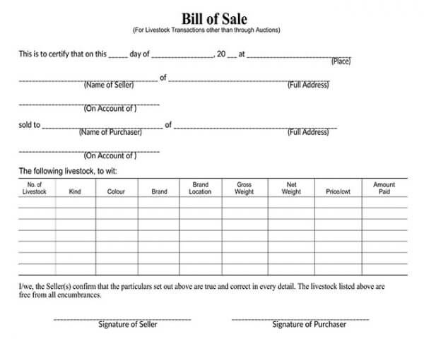 Livestock Bill of Sale 05