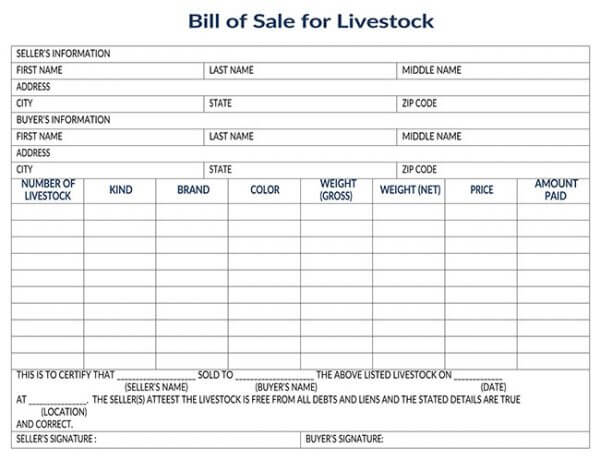 Livestock Bill of Sale 06