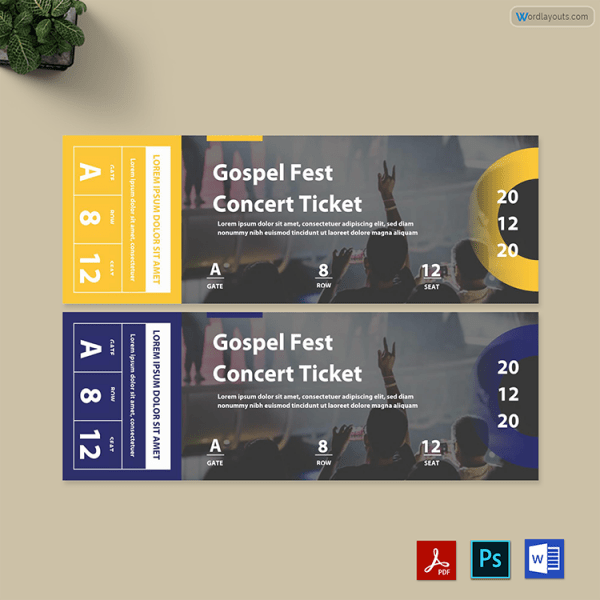 Concert Fest Concert Ticket Editable