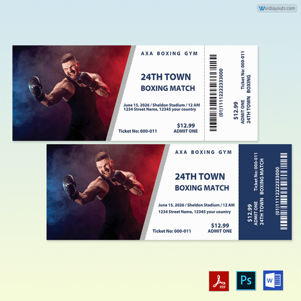 Free Boxing Ticket Template