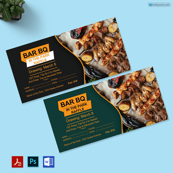 Editable Free Barbeque Event Ticket