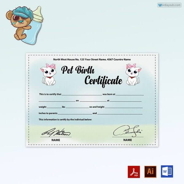 Blank Cat Birth Certificate