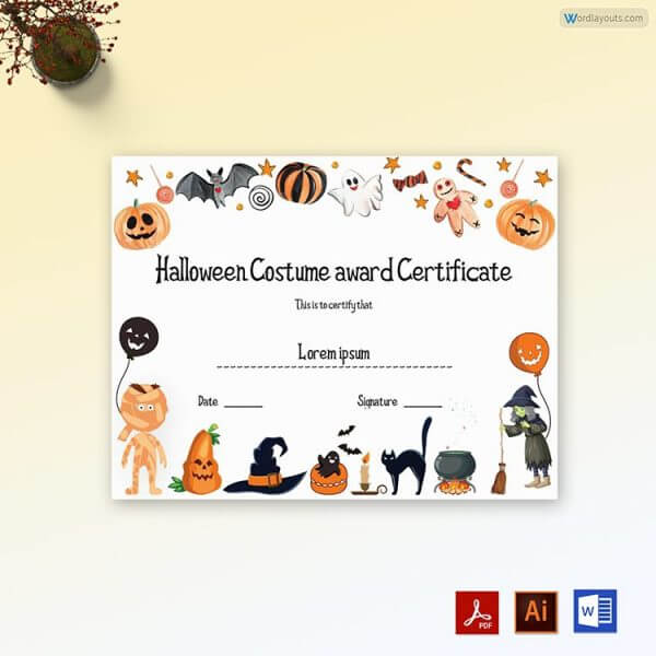 Silly Costume Award Certificate