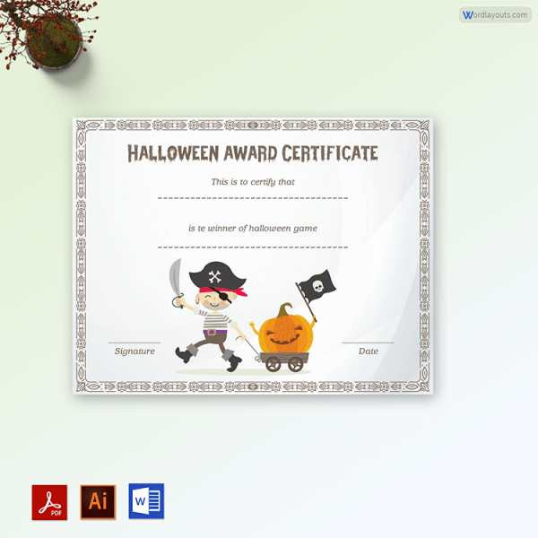 Funny Halloween Award Certificate