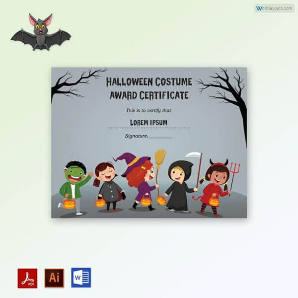 The Naughtiest Halloween Costume Award Certificate