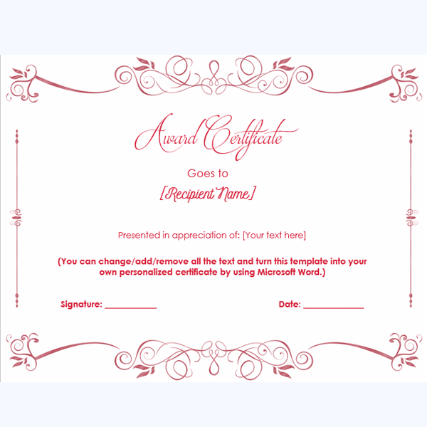 honor certificate template