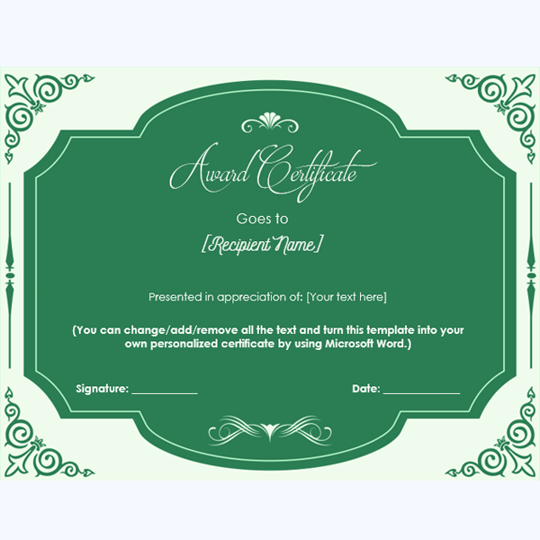 certificate of honor template