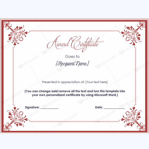 blank certificate of appreciation template