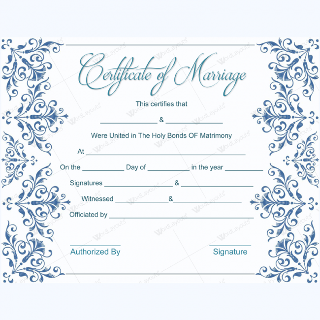 fake marriage certificate template