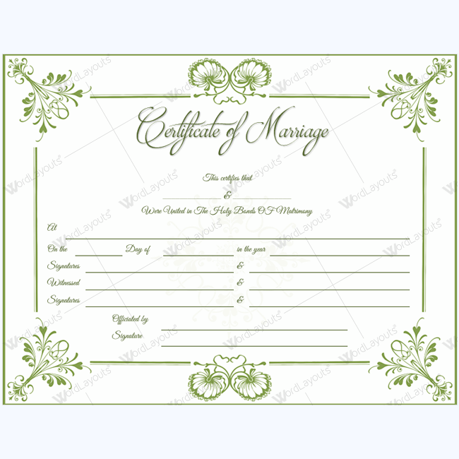 editable marriage certificate