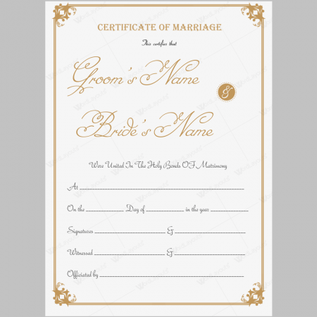 Beautiful printable marriage certificate template word
