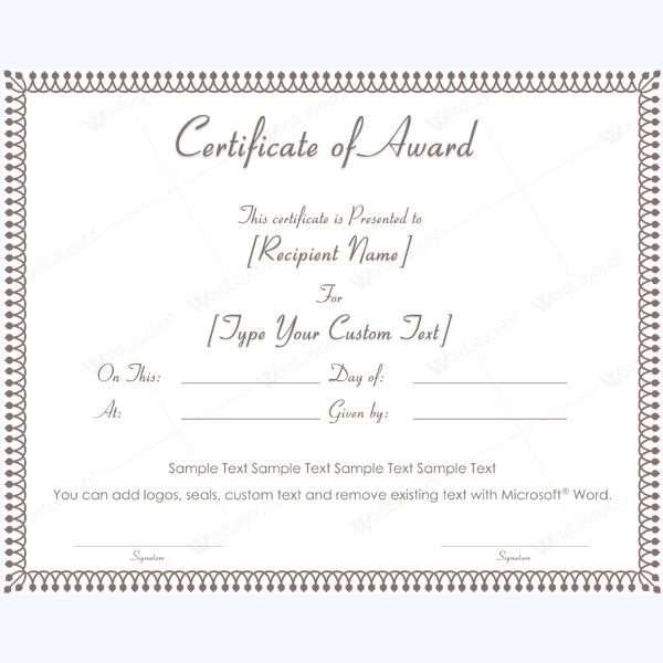thank you certificate word template