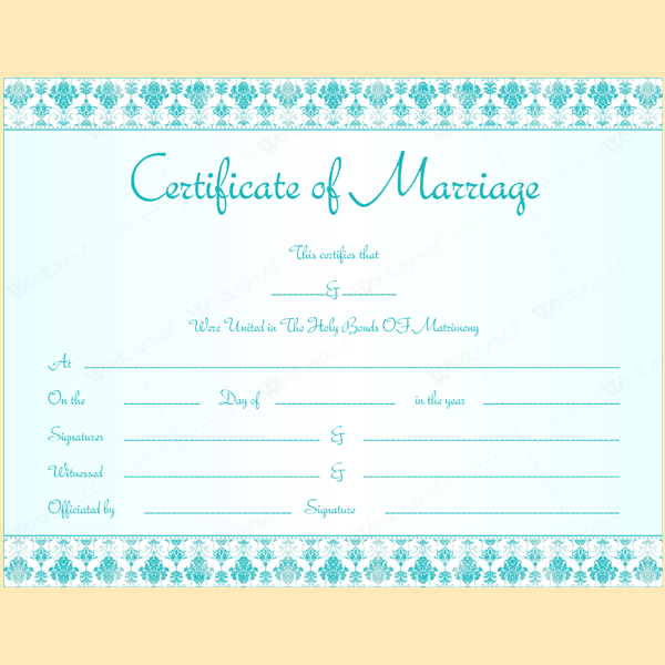 blank marriage certificate template