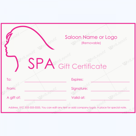 spa gift certificate template free download
