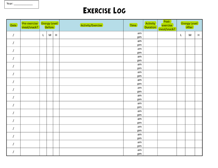 Daily-Exercise-Log-Template