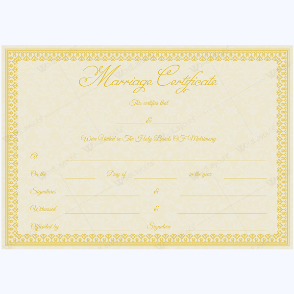 printable marriage certificate template