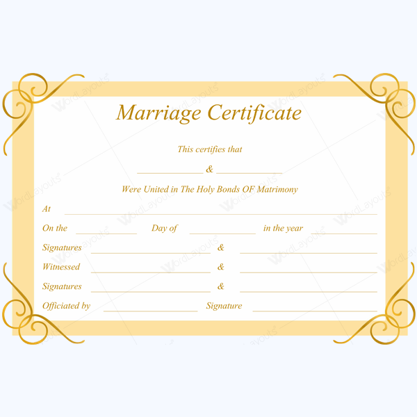 marriage certificate template blank
