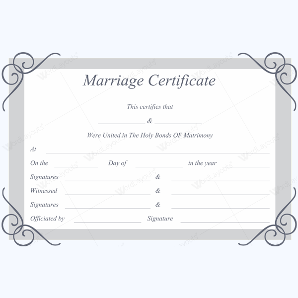 marriage certificate word